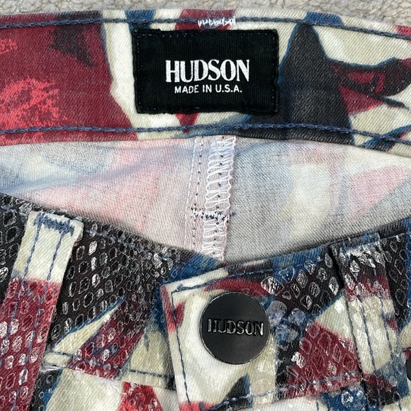 NWT Hudson Juliette Refine Super Skinny Jeans Red White Blue Snakeskin Low Rise - Picture 7 of 14